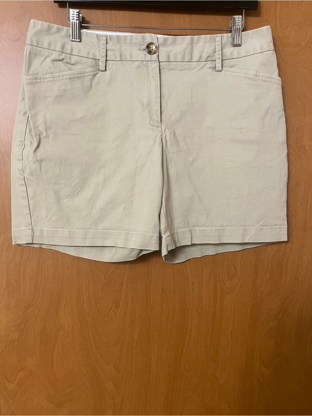 Lands' End Women's Khaki Tan Mid Rise Cotton Chino Shorts Size 10P